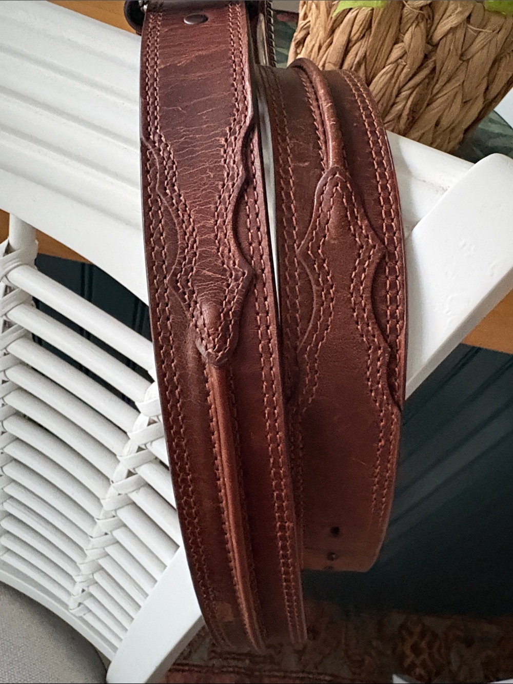 Ariat Brown Leather Men's Belt with Engraved Silver Buckle